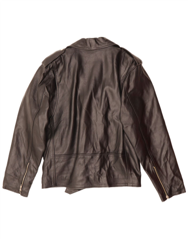 Мужская кожаная байкерская куртка MANHATTAN UK 38, средний черный кожаный цвет