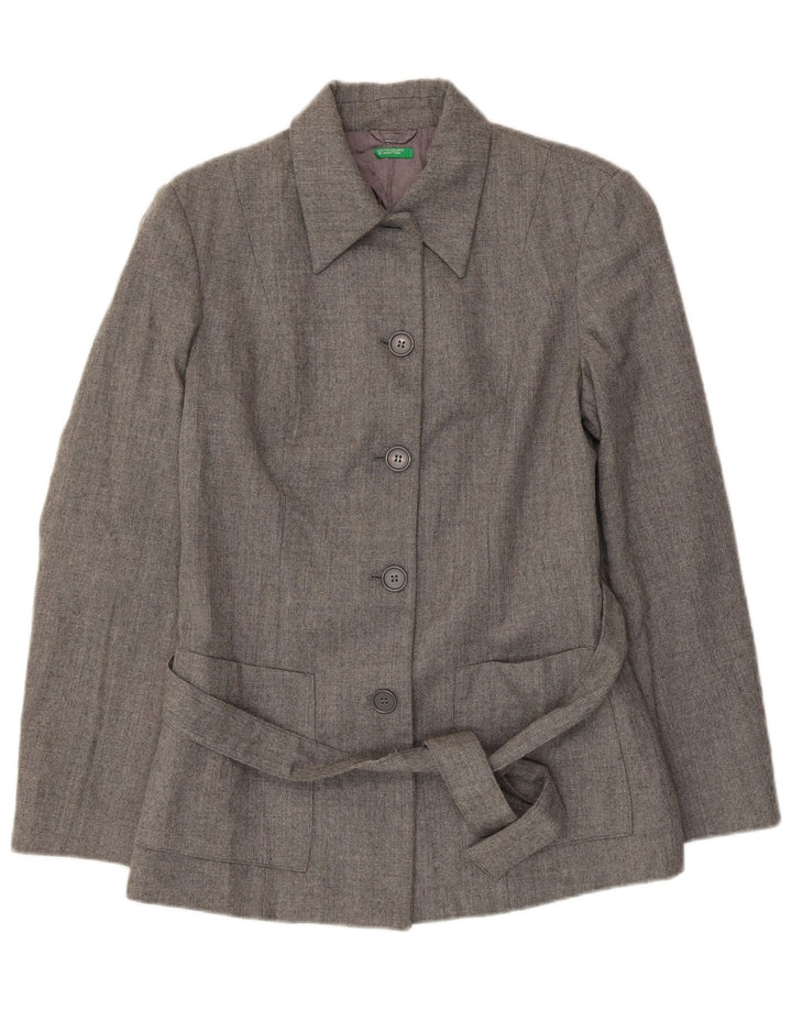 Женский пиджак на 5 пуговицах Benetton IT 44, средний серый из натуральной шерсти