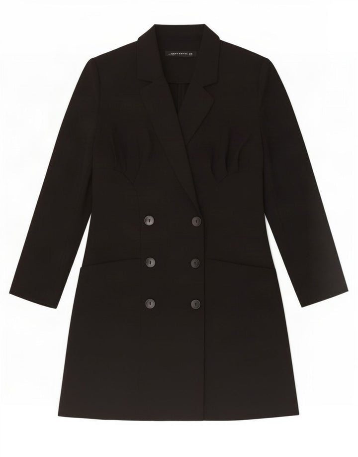 Женское двубортное пальто Zara UK 12, средний черный