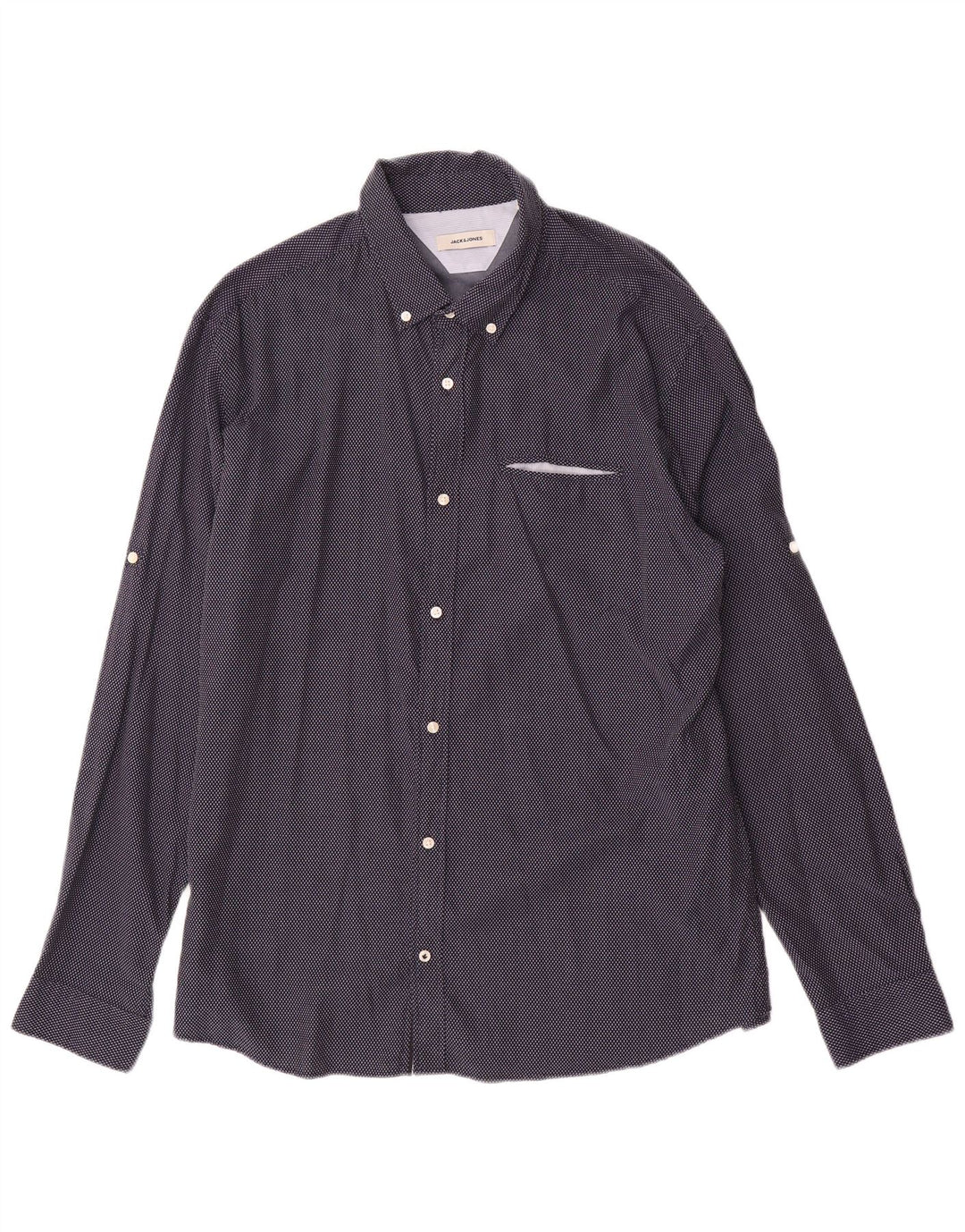 Мужская рубашка Jack & Jones 2XL, темно-синяя, хлопок с геометрическим рисунком