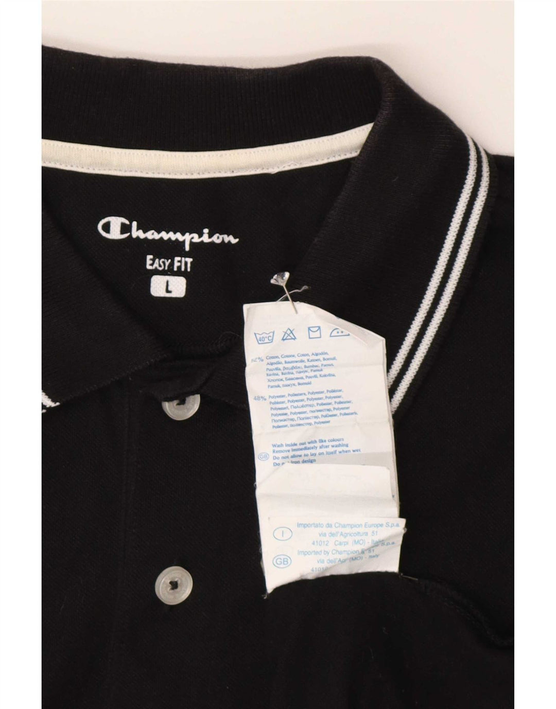 Мужская рубашка поло Champion Easy Fit, большая черная хлопковая рубашка