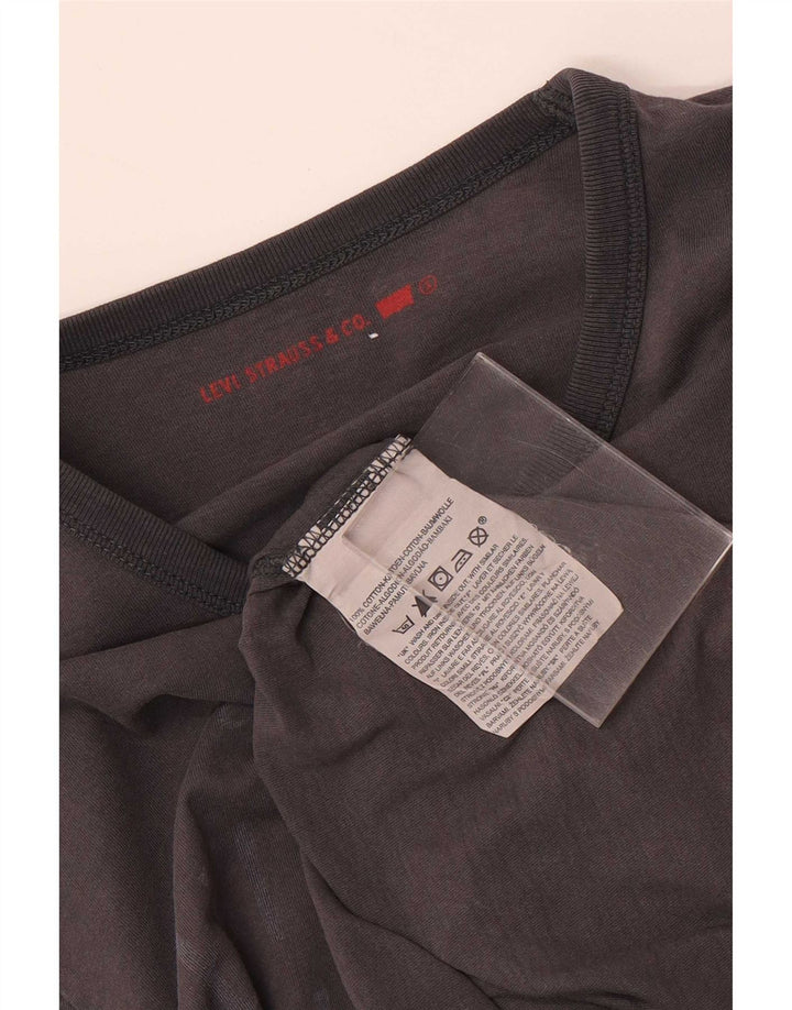 Мужской топ с рисунком Levi's, серый хлопок с длинными рукавами, маленький размер
