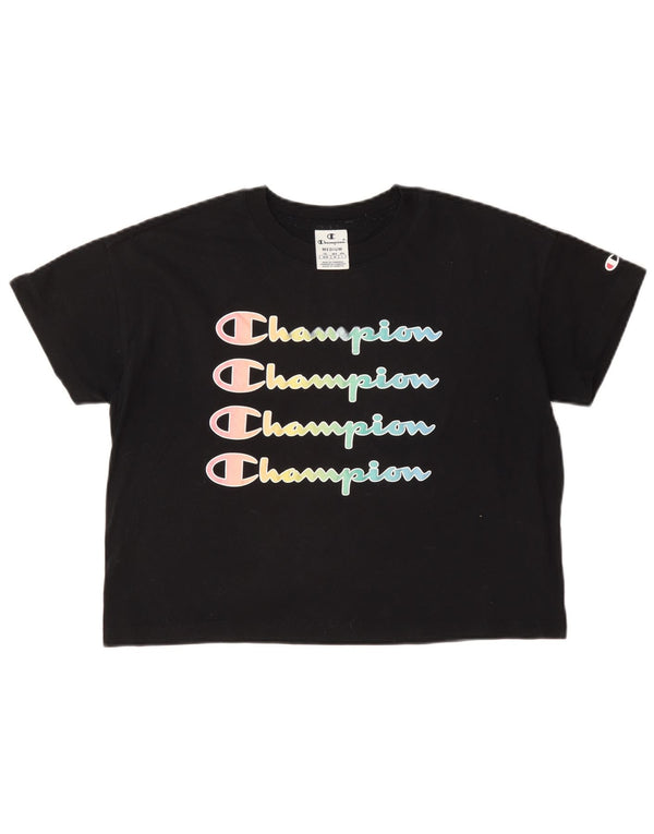 Женская укороченная футболка с рисунком Champion UK 14, средний темно-синий хлопок