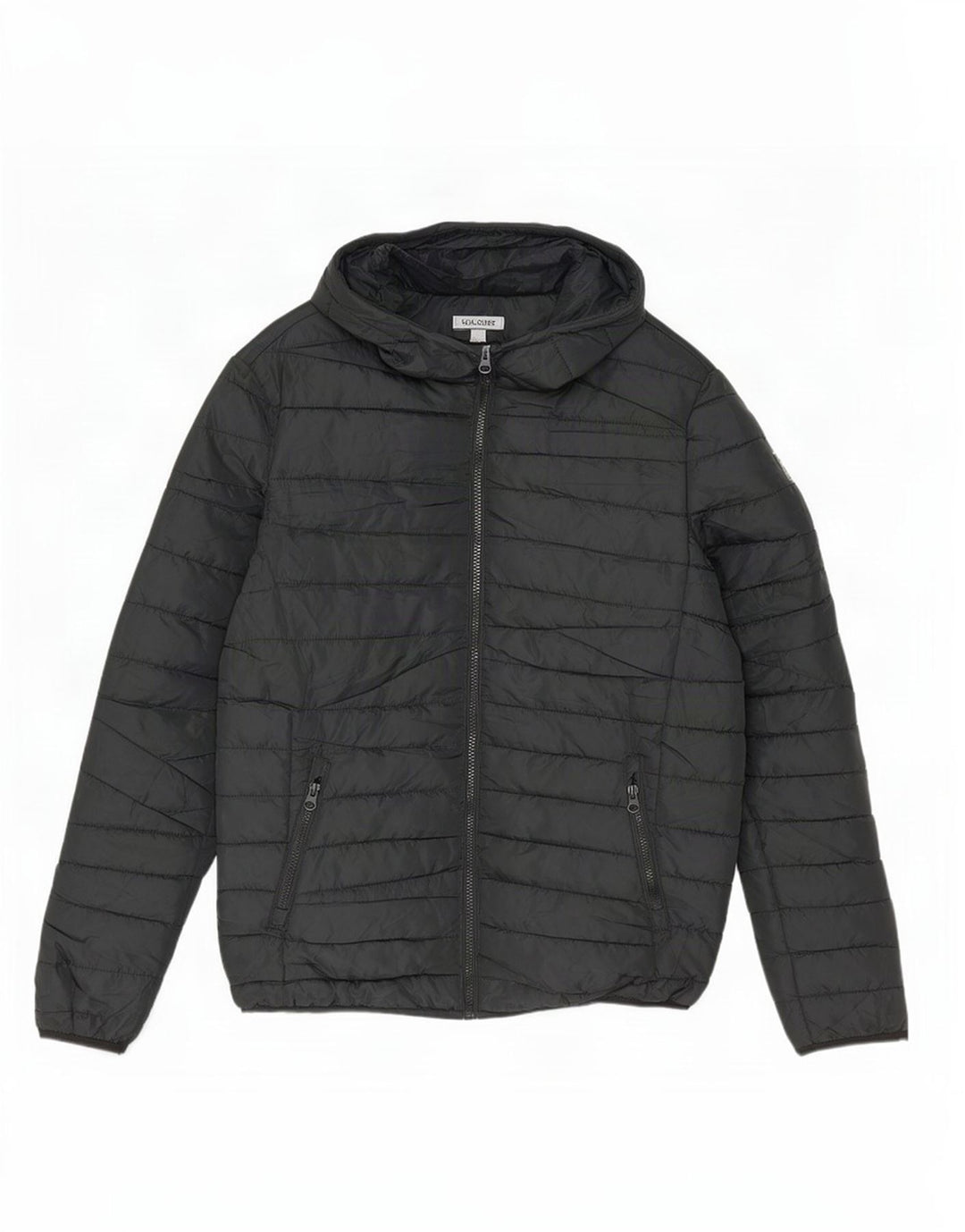 Мужская стеганая куртка с капюшоном Jack & Jones UK 36, маленькая, черный, полиэстер