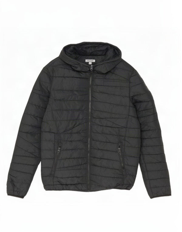 Мужская стеганая куртка с капюшоном Jack & Jones UK 36, маленькая, черный, полиэстер