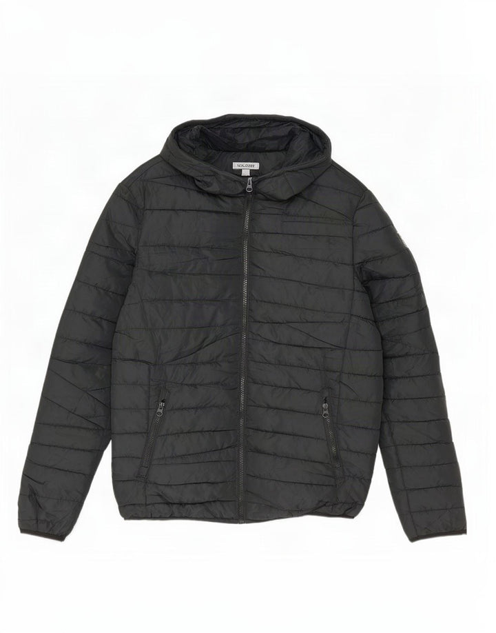 Мужская стеганая куртка с капюшоном Jack & Jones UK 36, маленькая, черный, полиэстер