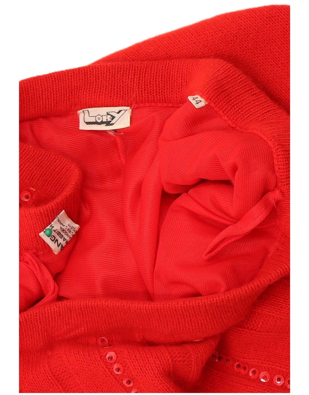 Винтажная женская трикотажная расклешенная юбка IT 44 Medium W30 Красная ангора