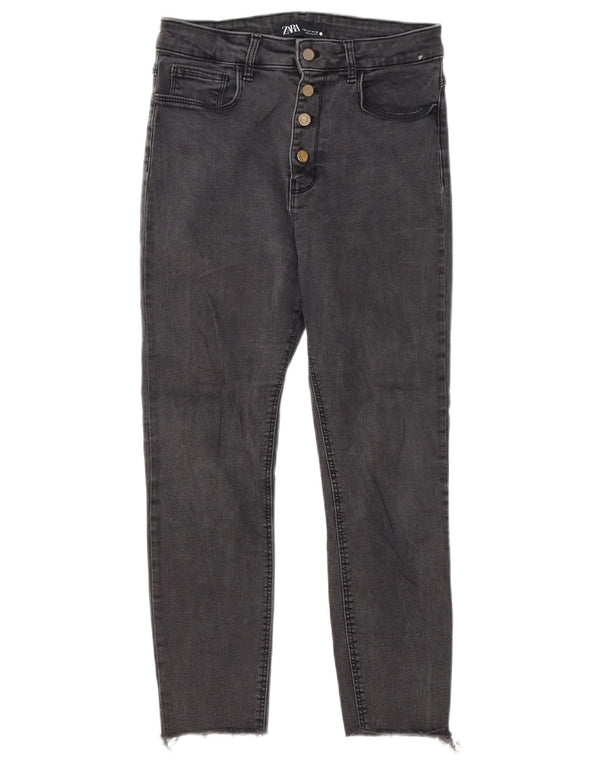 Женские укороченные джинсы скинни Zara EU 38, маленькие W28 L24, серый хлопок