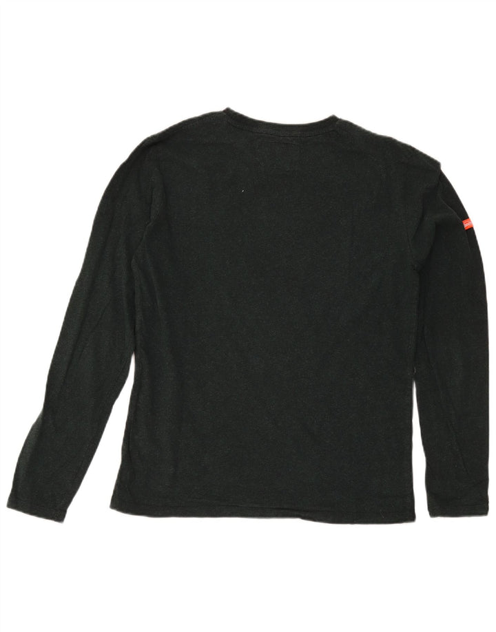 Мужской топ Superdry с длинным рукавом, средний зеленый хлопок, хлопок