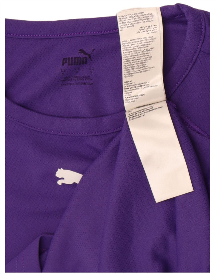 Мужская футболка Puma, маленькая, фиолетовая, из полиэстера с цветными блоками