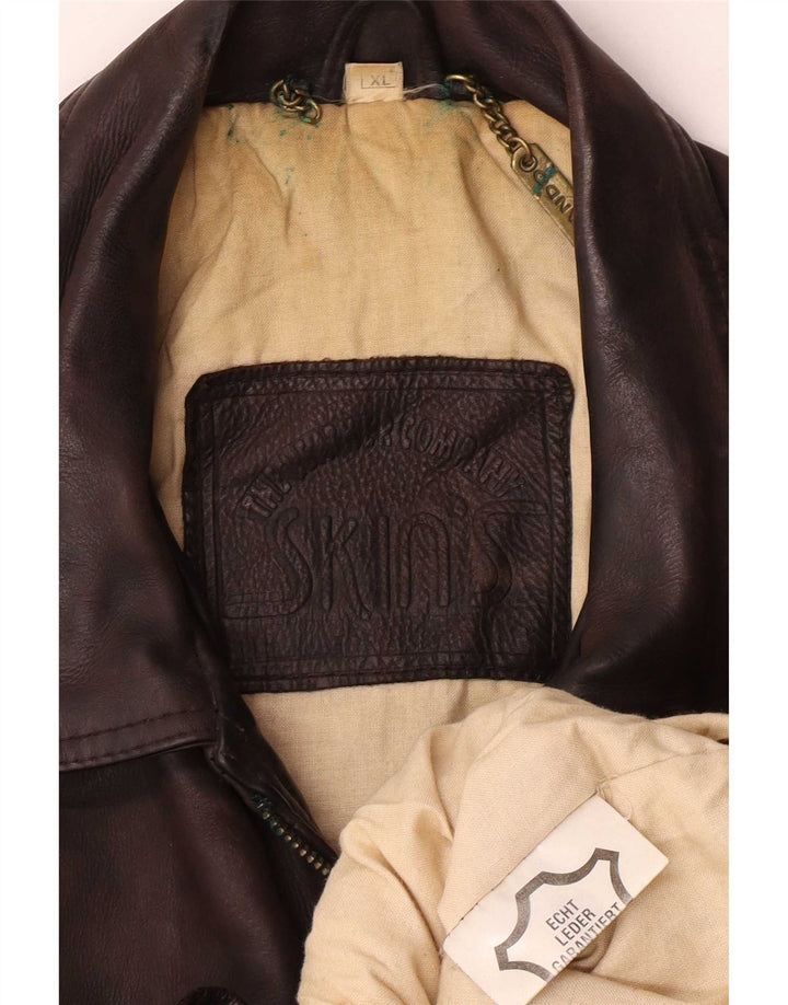 Винтажная мужская кожаная куртка UK 42 XL Коричневая
