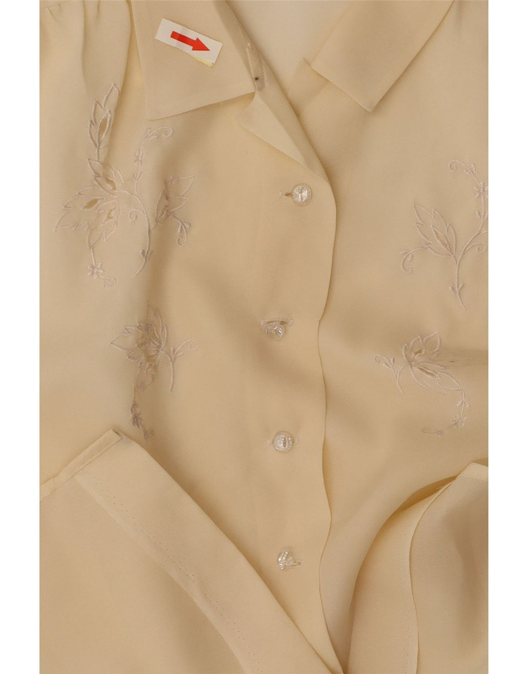 VINTAGE Женская блузка-рубашка с коротким рукавом UK 14 Средний желтый с цветочным принтом