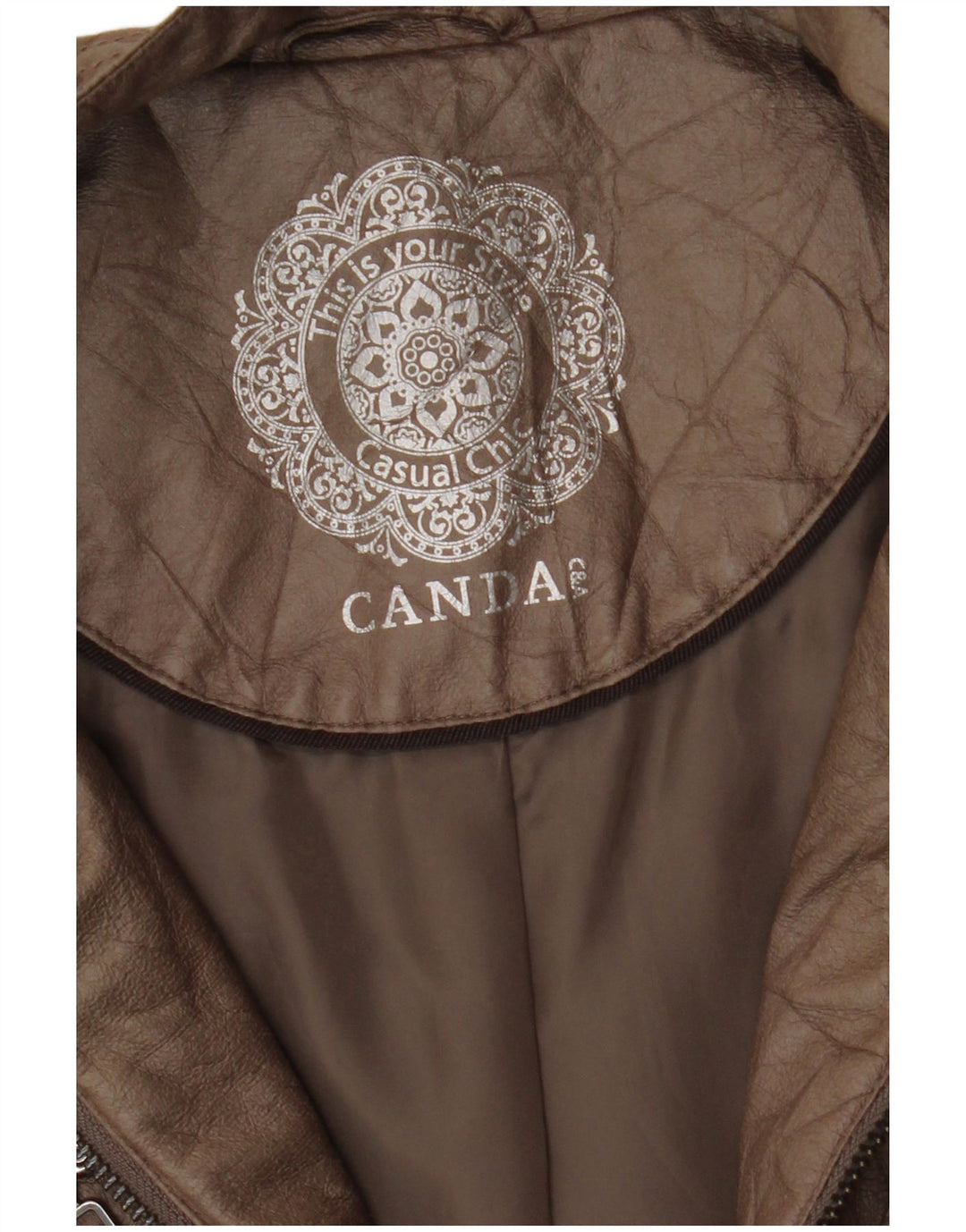 Женская укороченная кожаная куртка Canda UK 16, большая коричневая