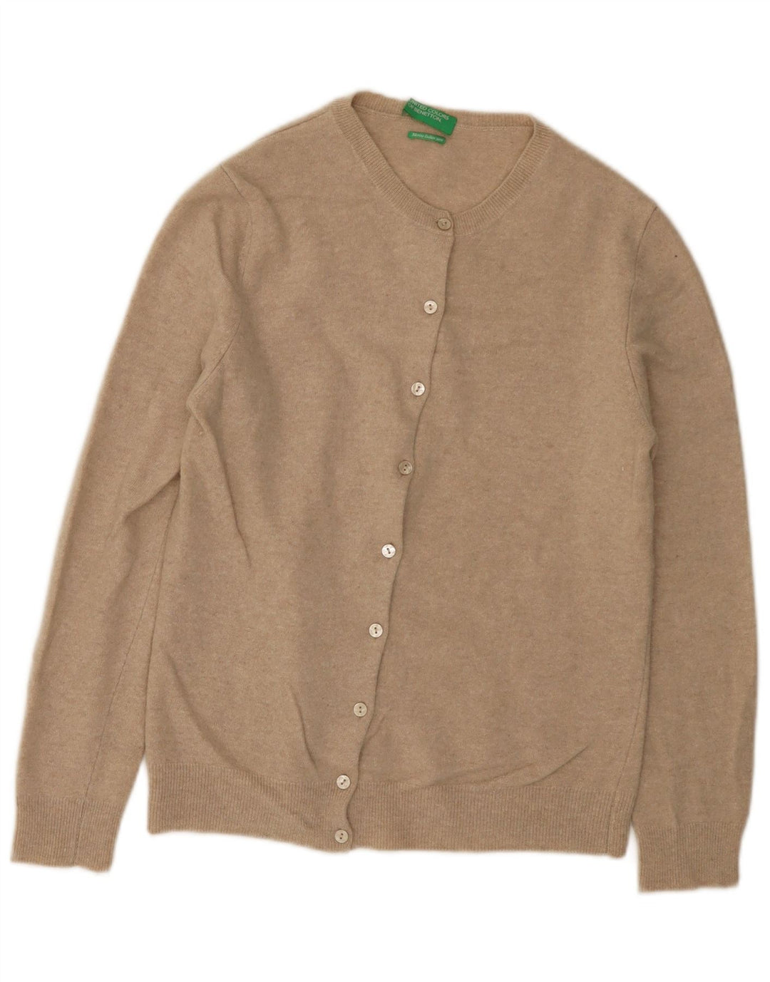Женский кардиган Benetton UK 12, средний бежевый, новая шерсть