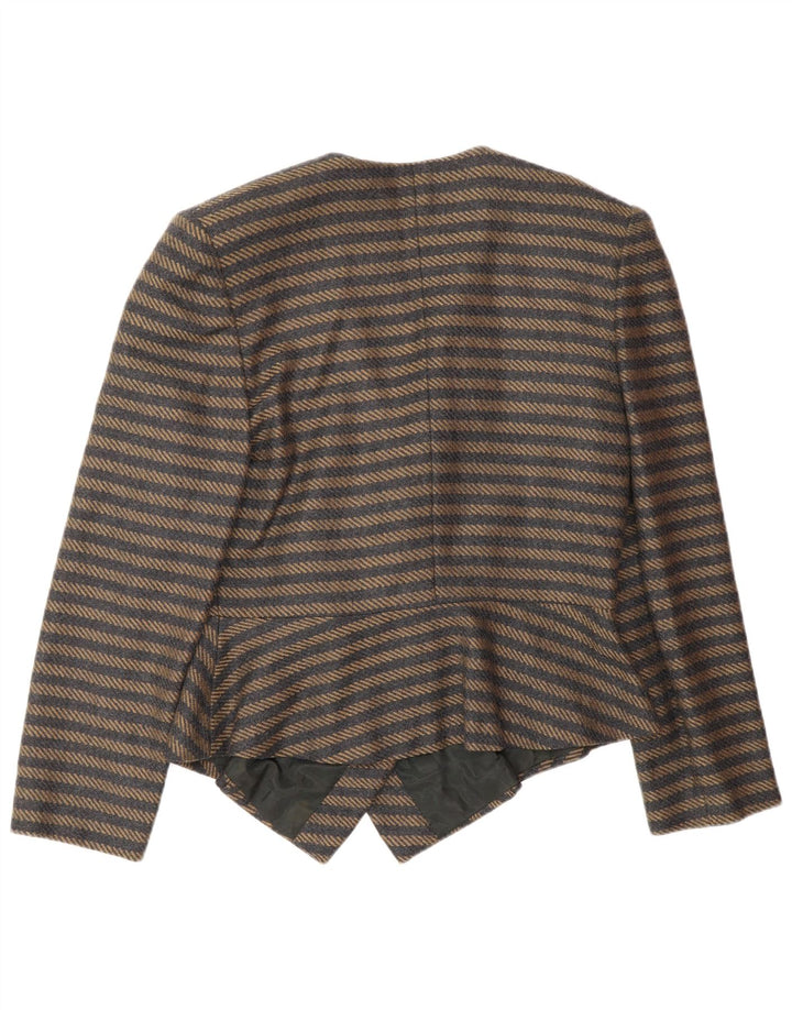 Винтажный женский двубортный пиджак IT 44, средний коричневый в полоску