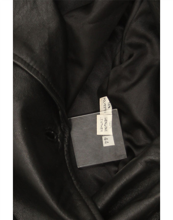 VINTAGE Женское двубортное кожаное пальто IT 44 Medium Black Leather