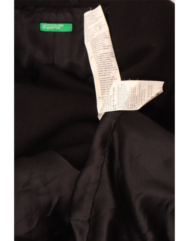 Женское двубортное пальто Benetton IT 44 Medium Black из натуральной шерсти