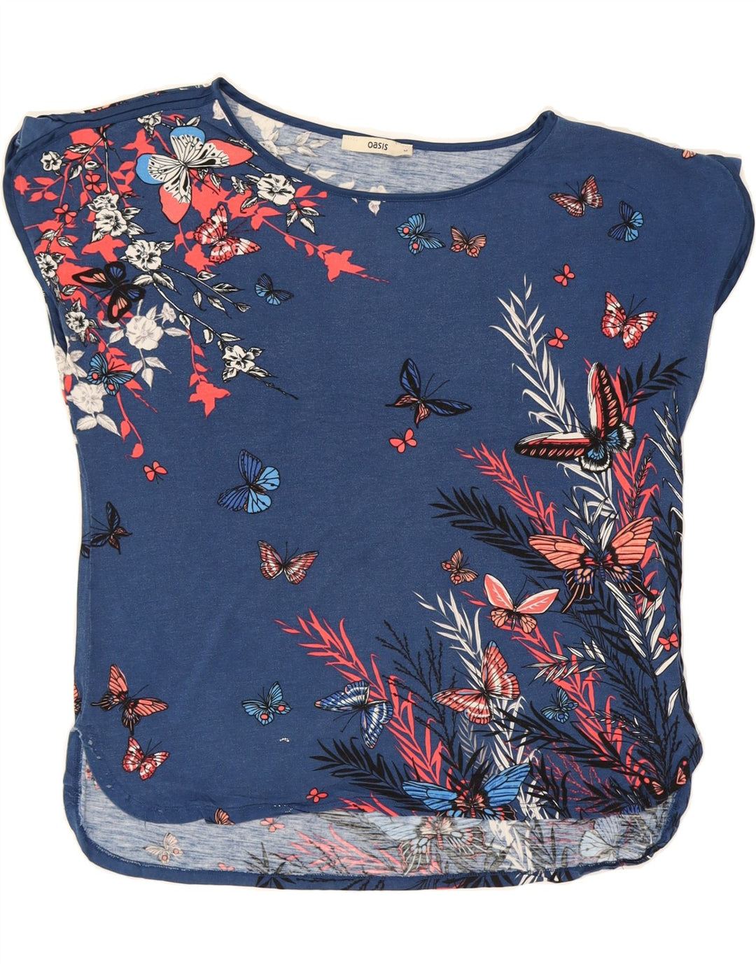 OASIS Womens Sleeveless Blouse Top UK 12 Medium Blue Floral Vintage Oasis and Second-Hand Oasis from Messina Hembry 