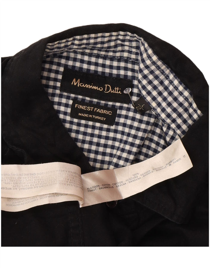 Мужская рубашка MASSIMO DUTTI EU 40, средний черный, хлопок с цветными блоками