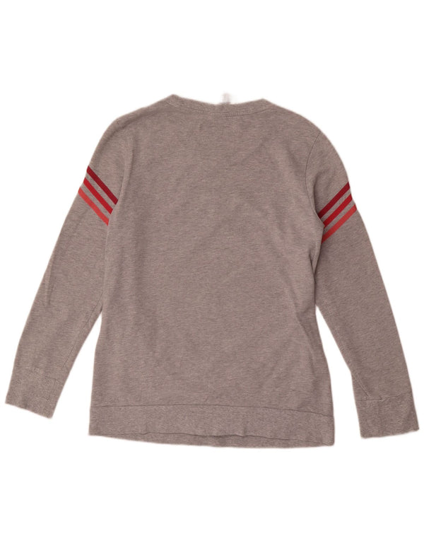 Adidas Womens Sweatshirt Jumper UK 12/14 Medium Grey Flecked Cotton