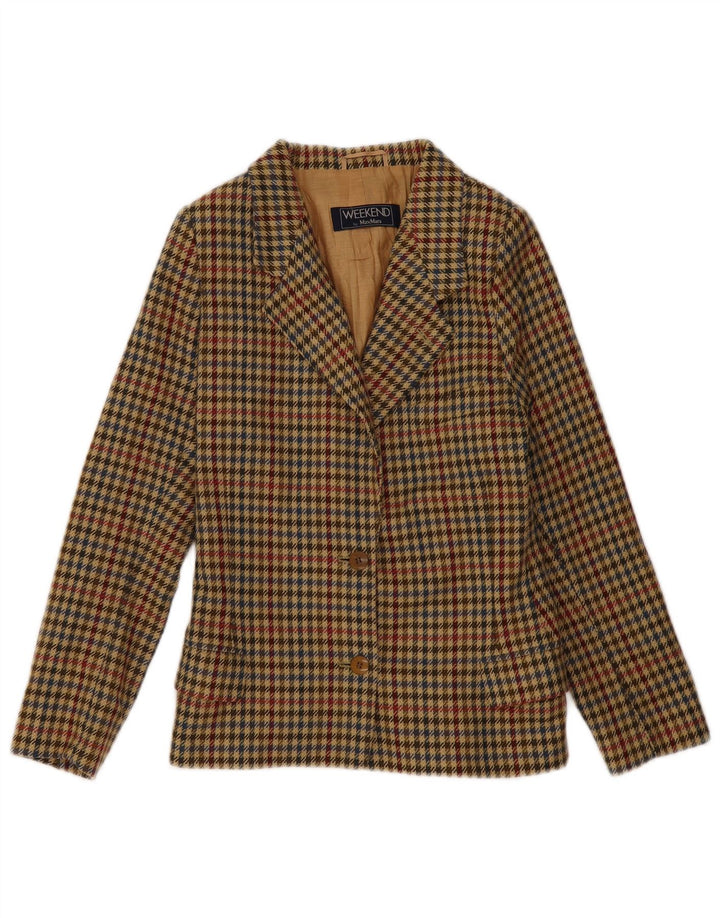 Женский пиджак на двух пуговицах Max Mara Weekend, Великобритания, 18 XL, зеленый с узором «гусиные лапки»