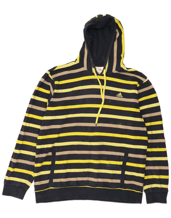 Мужской джемпер с капюшоном Adidas XL, хлопковый темно-синий в полоску