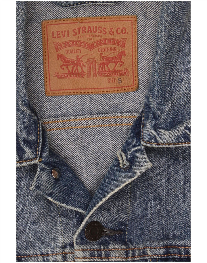 Женская джинсовая куртка Levi's UK 10, маленькая, синяя, хлопок