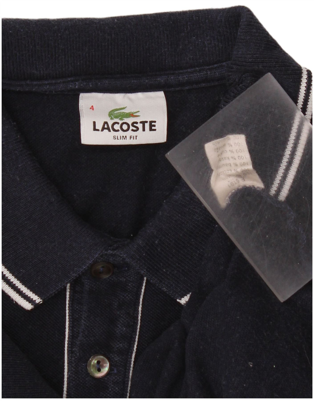 Мужская рубашка-поло приталенного кроя Lacoste, размер 4, средний темно-синий, хлопок
