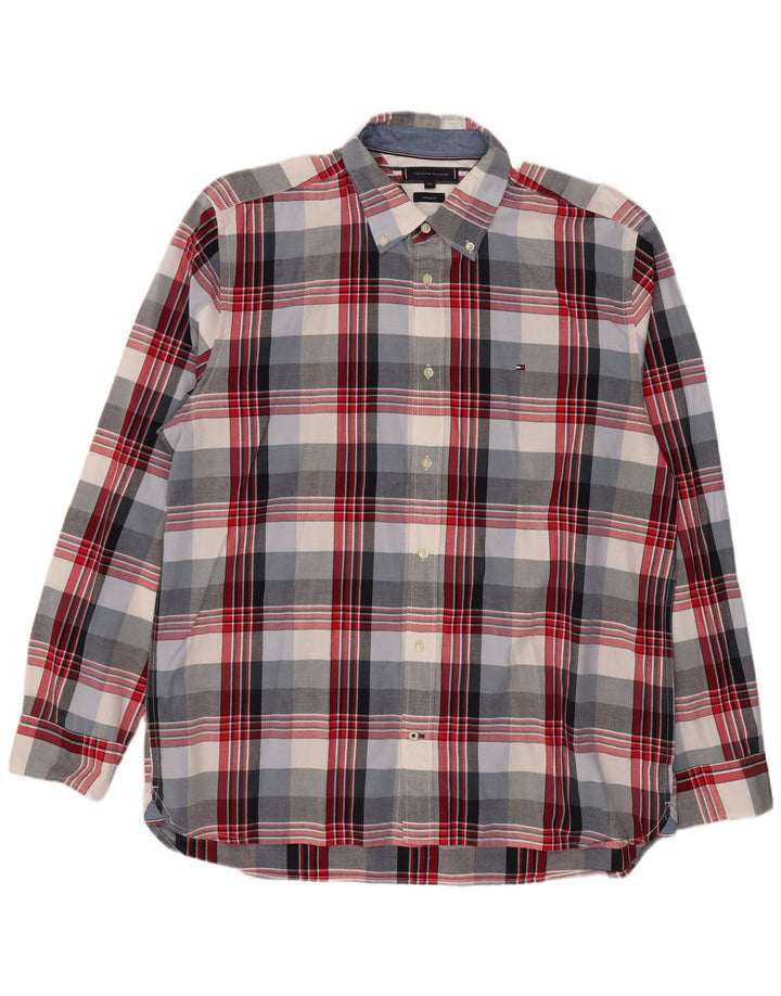 Tommy Hilfiger Мужская рубашка стандартного кроя 2XL в разноцветную клетку из хлопка