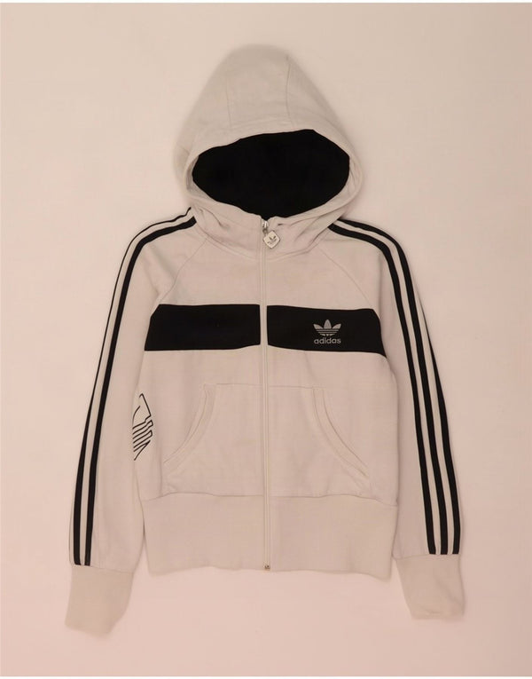 Женский свитер с капюшоном Adidas на молнии с графическим рисунком IT 44, средний белый цвет с цветными блоками