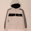 Женский свитер с капюшоном Adidas на молнии с графическим рисунком IT 44, средний белый цвет с цветными блоками