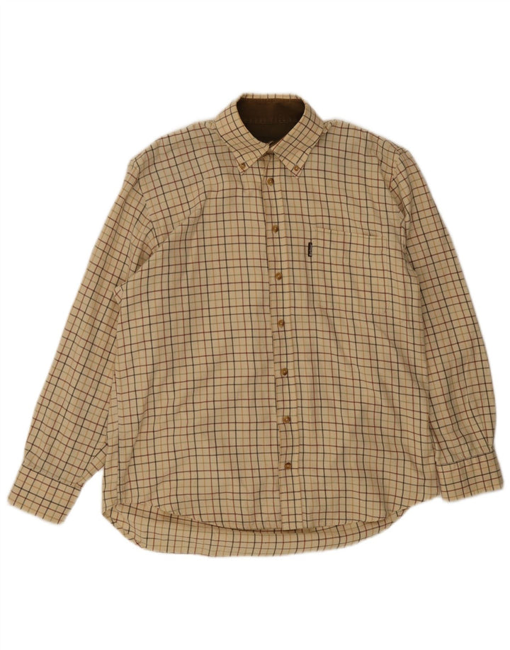 Мужская фланелевая рубашка Barbour, большая бежевая клетка, хлопок