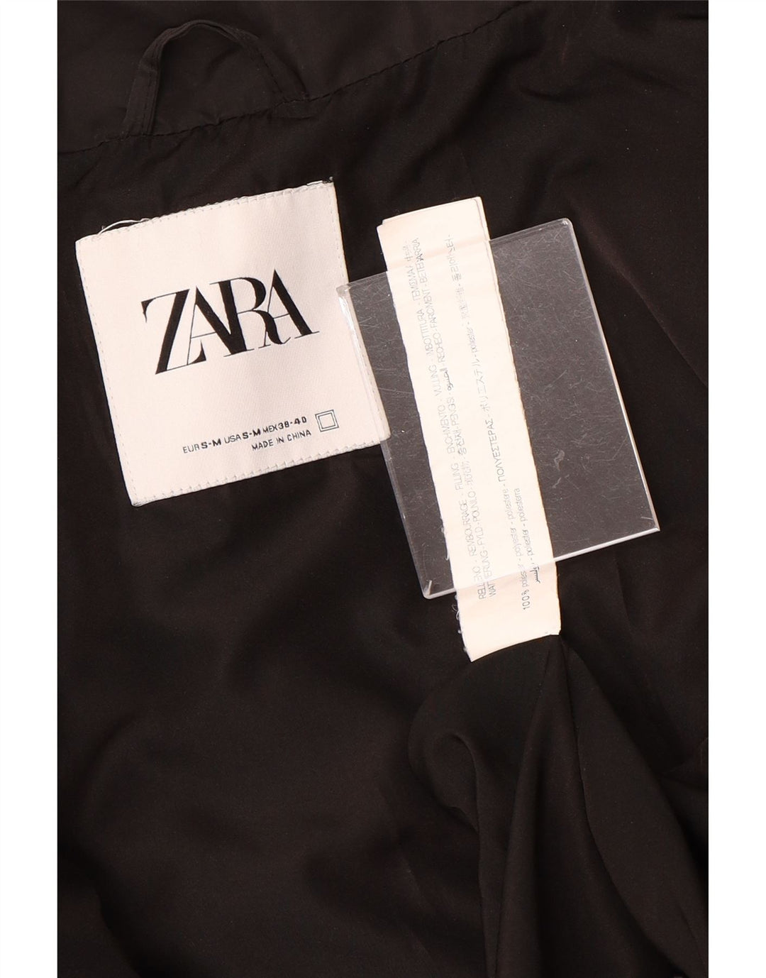 Мужская стеганая куртка свободного кроя ZARA UK 36, маленький черный полиэстер