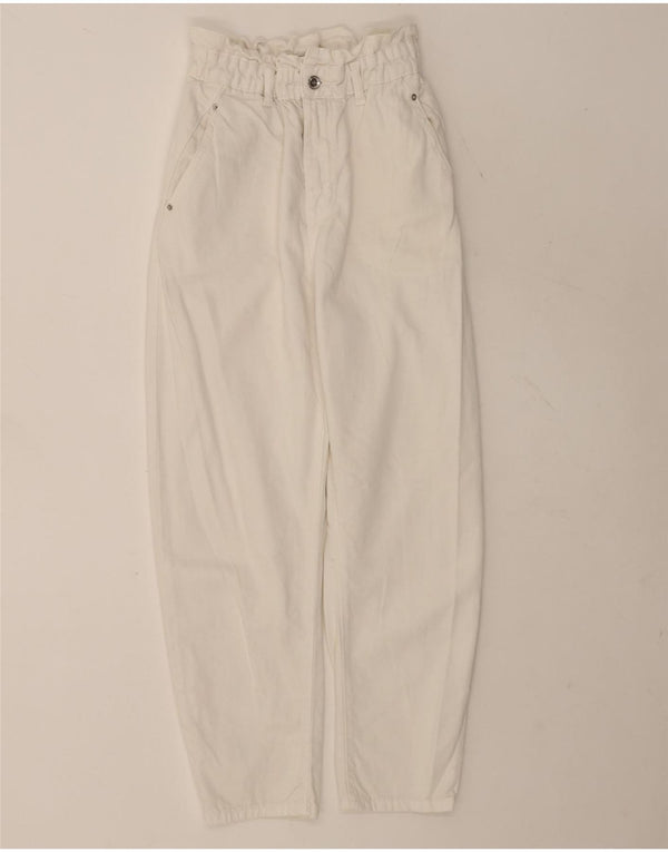 Женские зауженные укороченные брюки с высокой талией Zara EU 36 XS W26 L25 белые