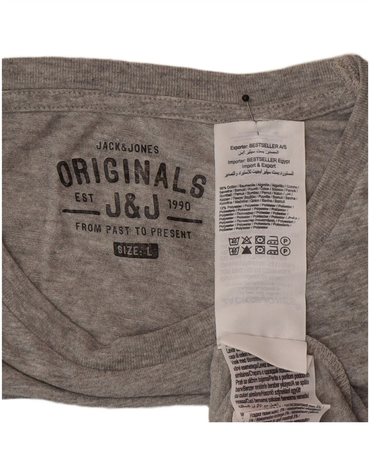 Мужская футболка с рисунком Jack & Jones, большой серый хлопок