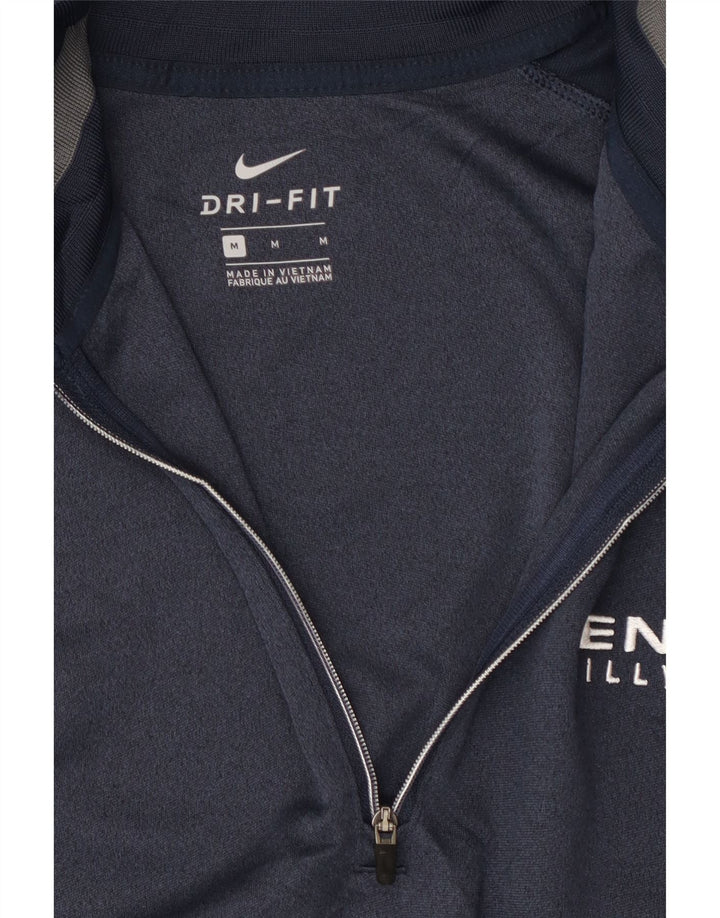 NIKE Mens Dri Fit Graphic Zip Neck Pullover Tracksuit Top Medium Navy Blue Vintage Nike and Second-Hand Nike from Messina Hembry 