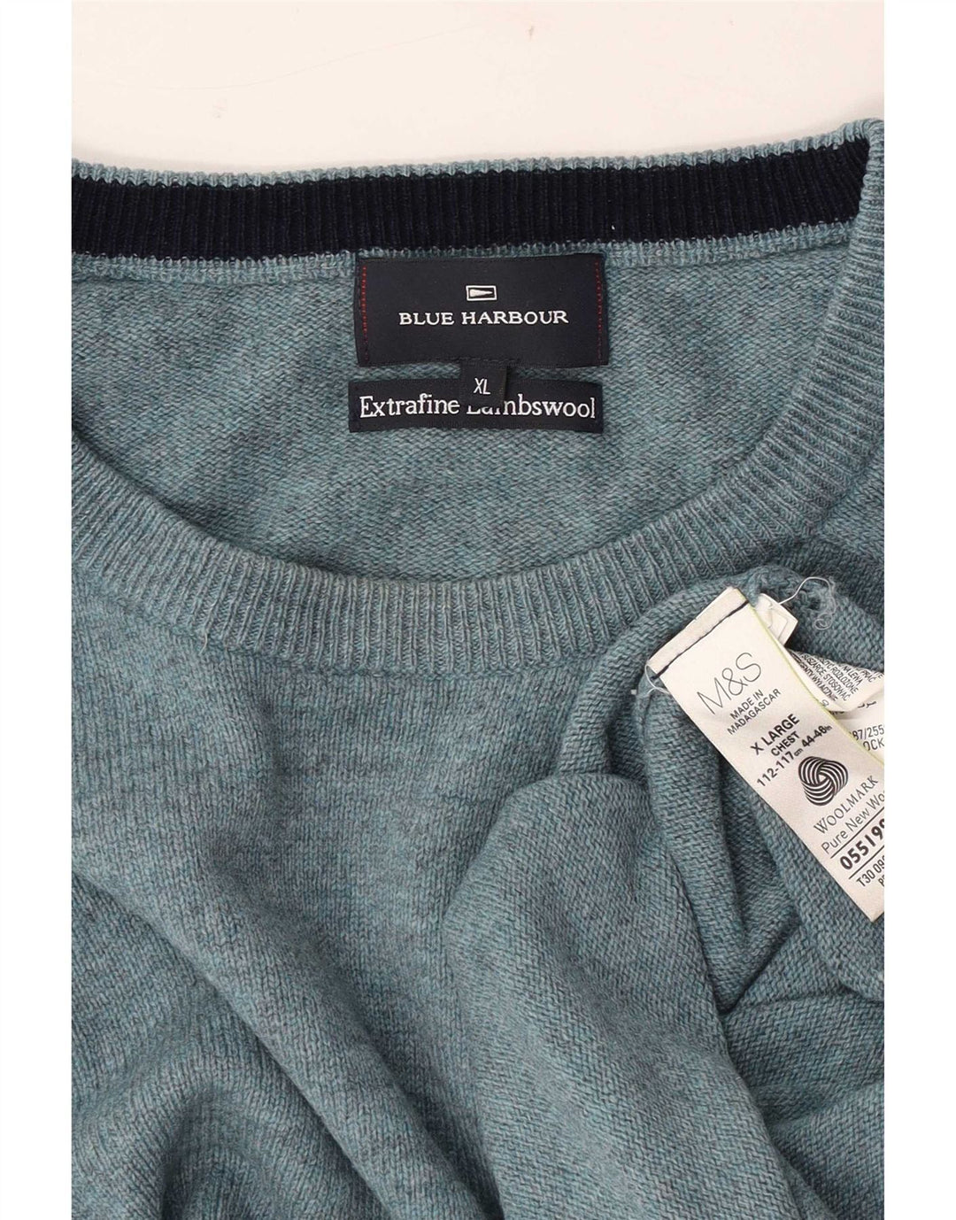 Мужской синий джемпер с круглым вырезом Marks & Spencer Harbour XL синий