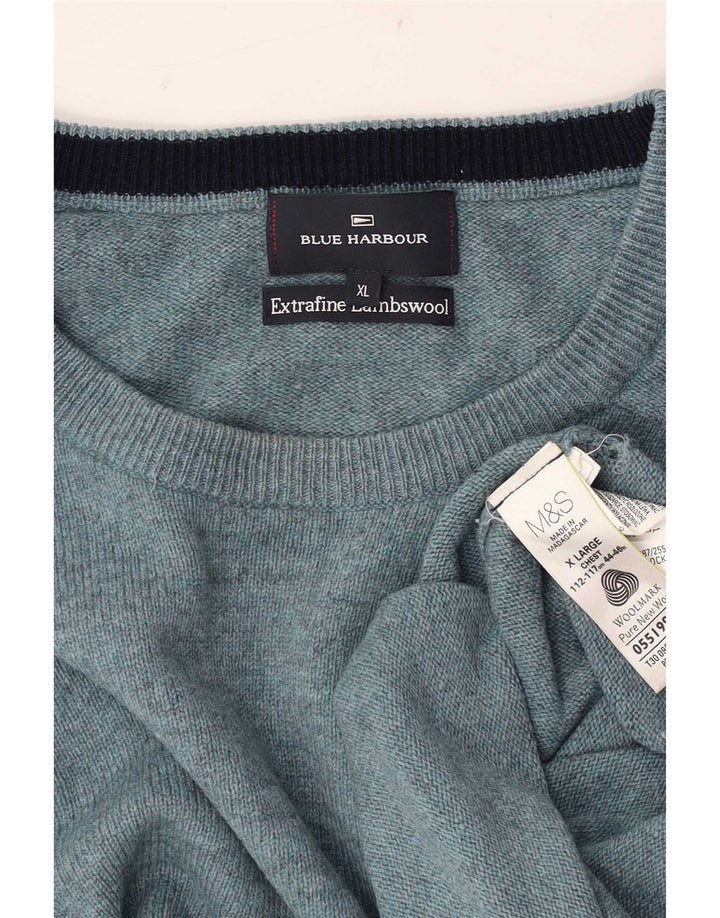 Мужской синий джемпер с круглым вырезом Marks & Spencer Harbour XL синий