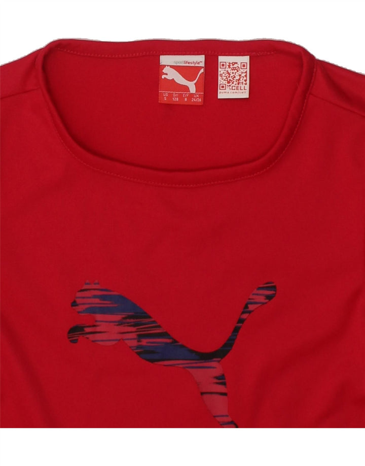PUMA Girls Graphic T-Shirt Top 7-8 Years Small Pink Polyester Vintage Puma and Second-Hand Puma from Messina Hembry 