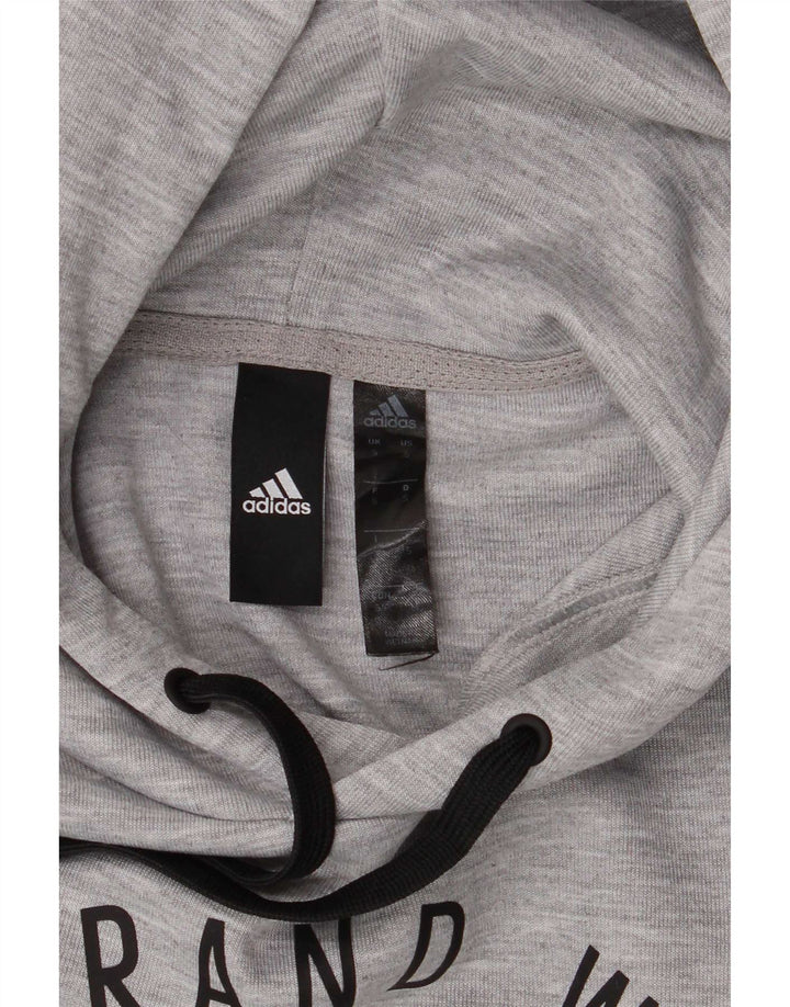 Мужской джемпер с капюшоном Adidas с графическим рисунком, маленький серый полиэстер