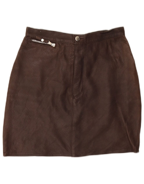 Женская кожаная мини-юбка VINTAGE IT 40, маленькая W26, коричневая кожа