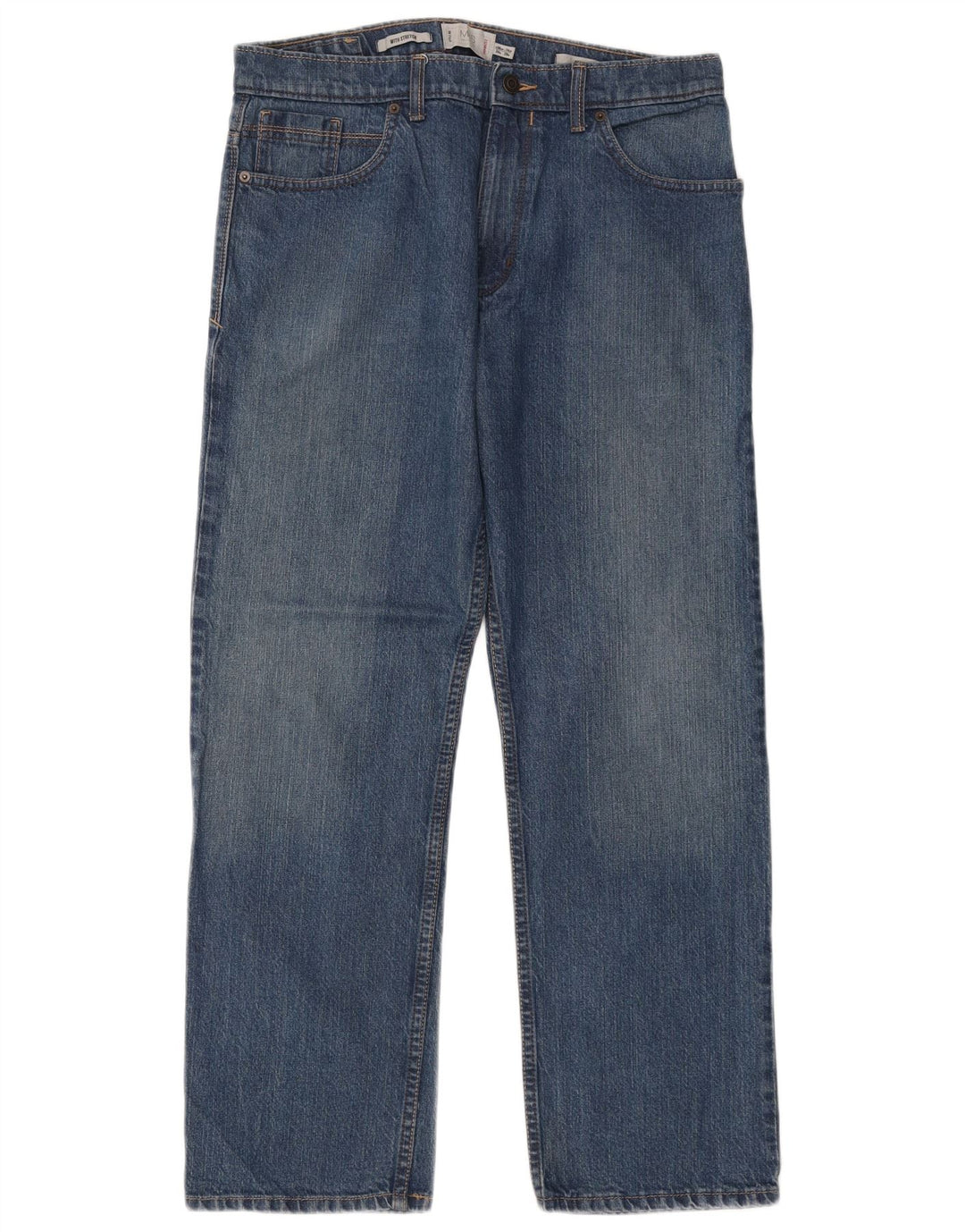 Мужские прямые джинсы Marks & Spencer W34 L29 синие, хлопок