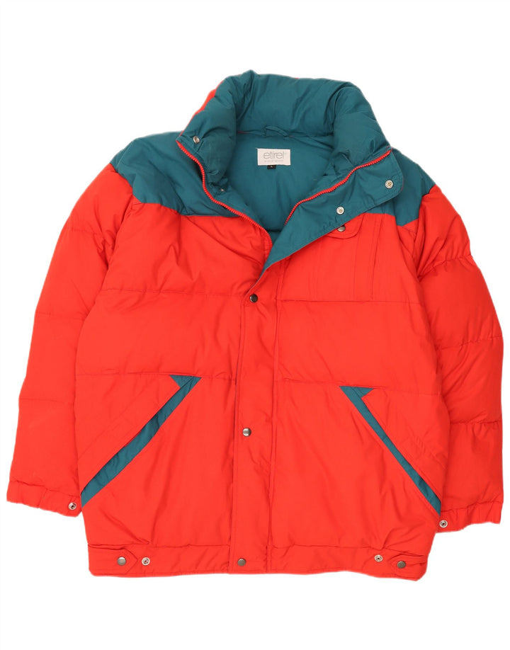 Мужская утепленная куртка Etirel UK 40, большая красная зимняя с цветными блоками