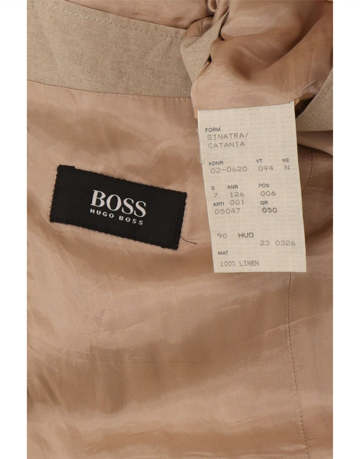Мужской пиджак с 2 пуговицами Hugo Boss, цвет EU 50, большой, бежевый, льняной