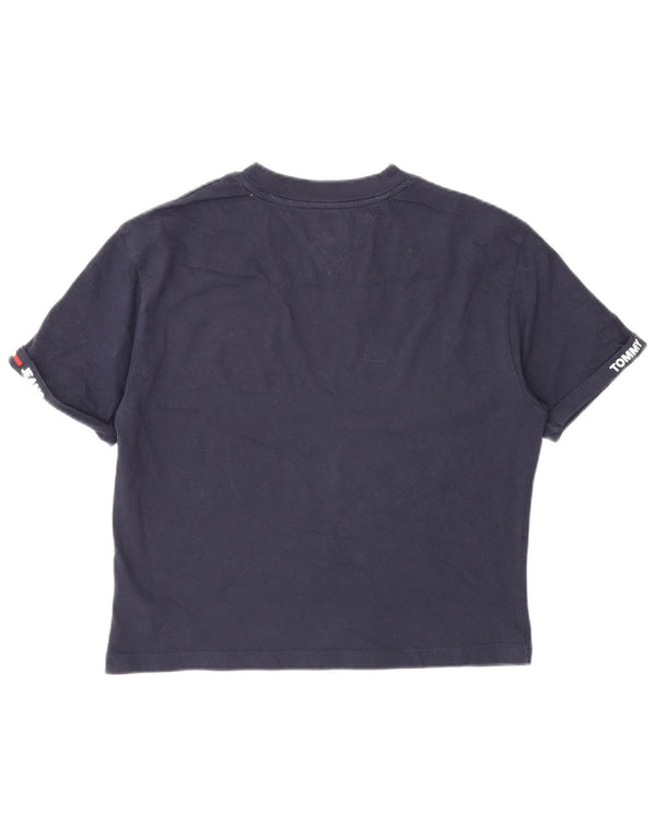 Женская футболка с рисунком Tommy Hilfiger Top UK 10, маленькая, темно-синяя, хлопковая