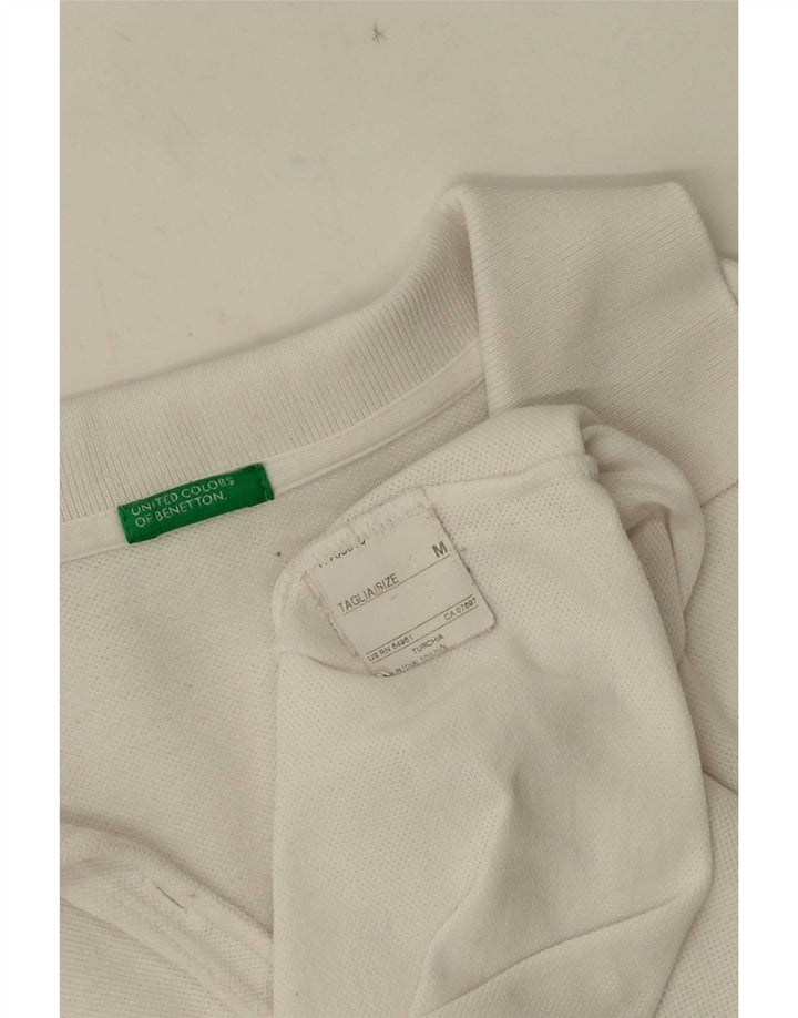 Женская рубашка поло с длинным рукавом Benetton UK 12, средний белый