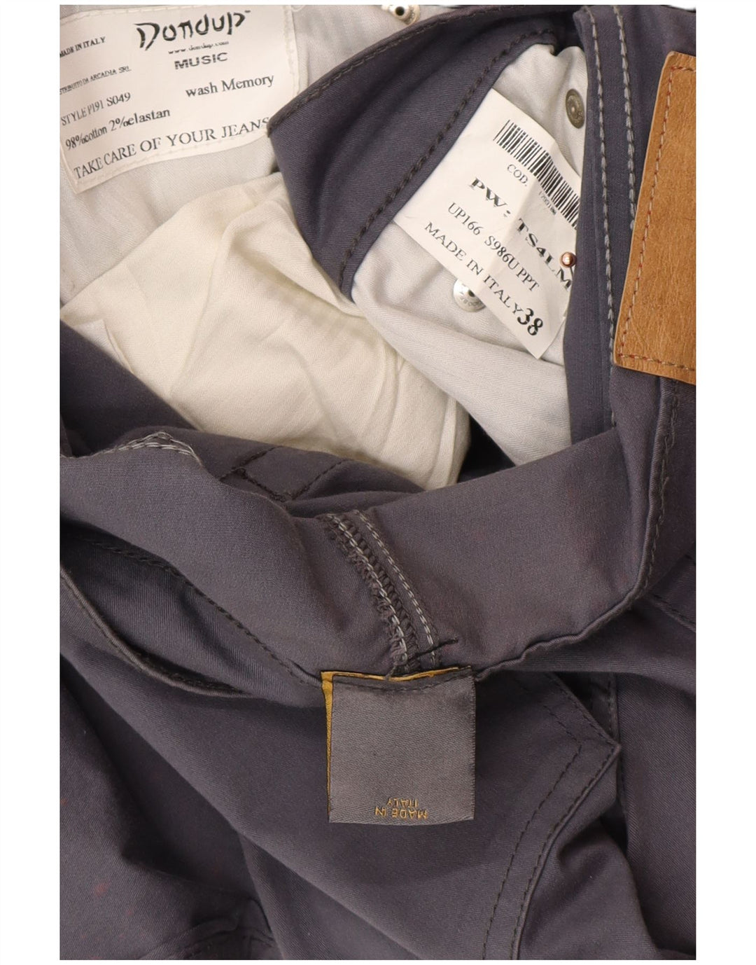 DONDUP Мужские тонкие повседневные брюки W38 L34 Серые хлопковые