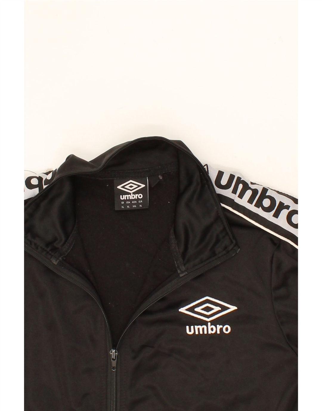 UMBRO Boys Graphic Tracksuit Top Jacket 14-15 Years XL Black Polyester Vintage Umbro and Second-Hand Umbro from Messina Hembry 