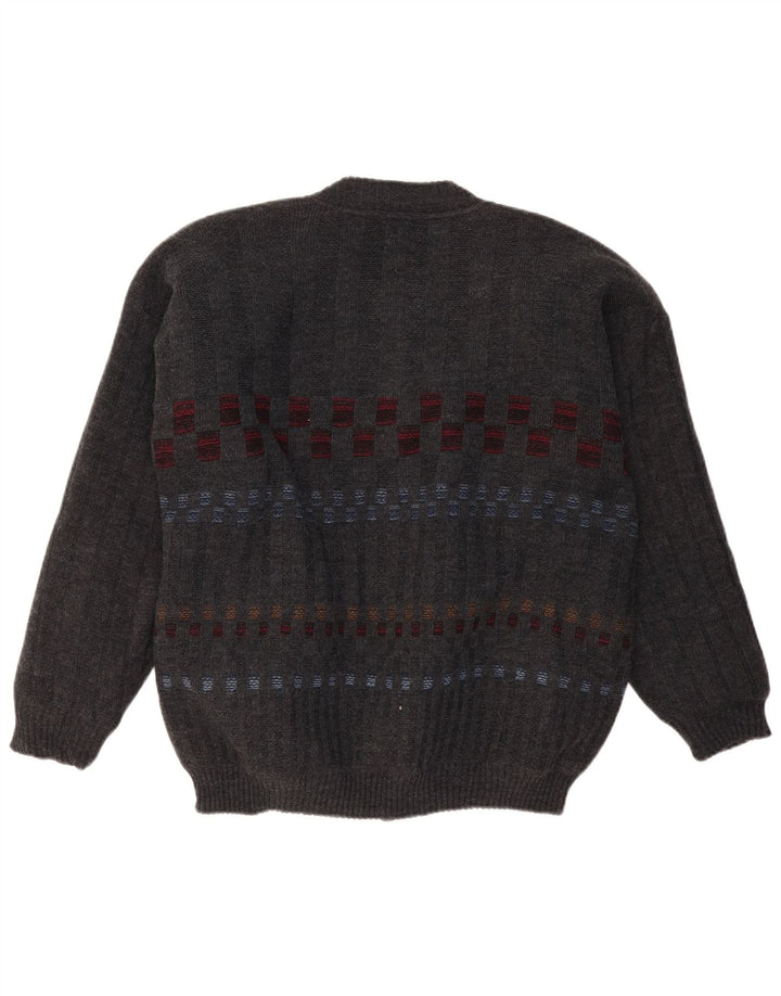 Мужской кардиган FINNEGAN, большой серый акрил с геометрическим рисунком