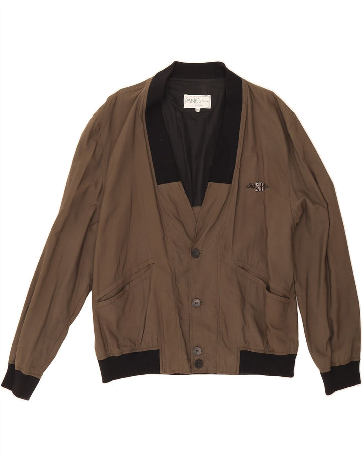 VINTAGE Mens Bomber Jacket IT 50 Large Grey Viscose Vintage Vintage and Second-Hand Vintage from Messina Hembry 